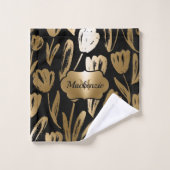 Fleurs noires et dorées (Gant de toilette)