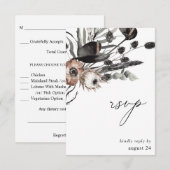 Fleurs noires et naturelles avec RSVP de repas (Devant / Derrière)