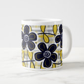 Fleurs noires et or Jumbo Mug (Devant droit)