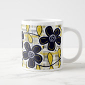 Fleurs noires et or Jumbo Mug (Droite)