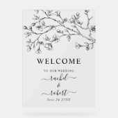 Fleurs noires mariage fleuri signe de bienvenue (Recto)