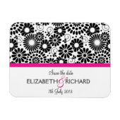 Fleurs noires rétro 'Sauvez la date' Magnet (Horizontal)