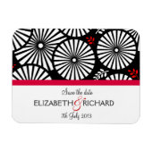 Fleurs noires rétro 'Sauvez la date' Magnet (Horizontal)