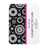Fleurs noires rétro 'Sauvez la date' Magnet (Vertical)