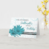 Fleurs noires turquoise Carte d'anniversaire Godgi (Fleur jaune)