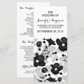 Fleurs noires vintages programmes de mariage (Devant / Derrière)