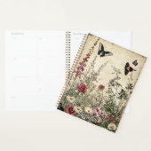 Fleurs, oiseaux et papillons sur papier vieilli (2 (Devant avec enveloppe)