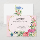 Fleurs or Aquarelle Géométrique Rose Marine RSVP (Devant / Derrière)