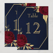 fleurs or bordeaux géométrique numéro de table mar (Devant / Derrière)