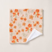 Fleurs orange avec Feuilles verts (Gant de toilette)
