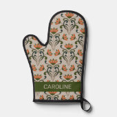 Fleurs orange boho Art nouveau avec nom beige (Recto)