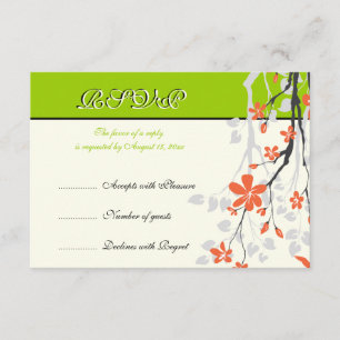 Fleurs orange citron vert mariage carte RSVP