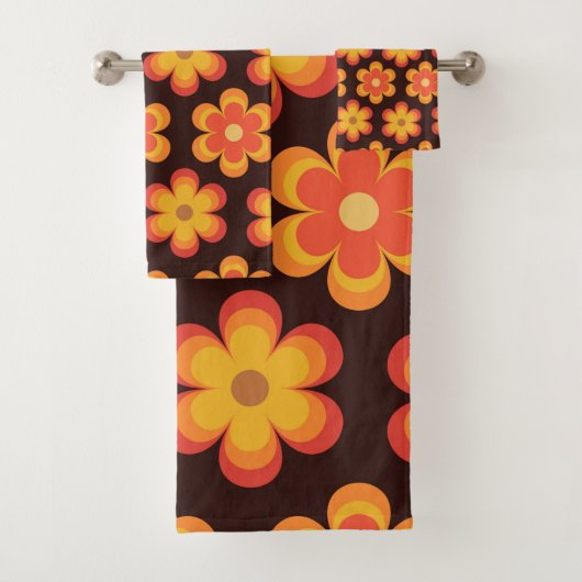 Fleurs orange et jaune Groovy Retro 70s (En situation)
