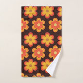 Fleurs orange et jaune Groovy Retro 70s (Serviette à main)