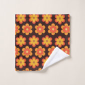 Fleurs orange et jaune Groovy Retro 70s (Gant de toilette)