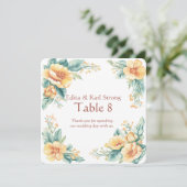 Fleurs orange et vert Numéro de table Merci (Debout devant)
