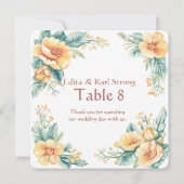 Fleurs orange et vert Numéro de table Merci (Dos)