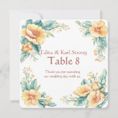 Fleurs orange et vert Numéro de table Merci (Devant)