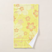 Fleurs orange jaune Simple mignon Monogramme flora (Serviette à main)