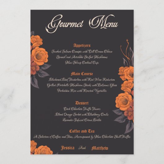 Fleurs orange menu gourmet élégant (Devant)
