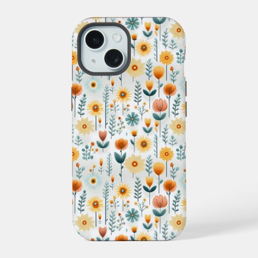 Fleurs Orange Motif Coloré (Verso)