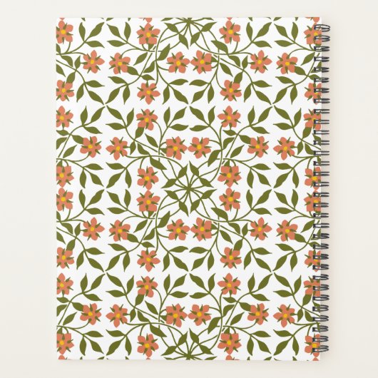 Fleurs orange, Motif Floral, Verdure, Boho (Dos)