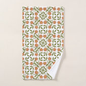 Fleurs orange, Motif Floral, Verdure, Boho (Serviette à main)