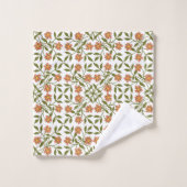 Fleurs orange, Motif Floral, Verdure, Boho (Gant de toilette)