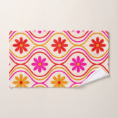 Fleurs orange rose rouge rétro sur Motif d'oignon (Serviette à main)