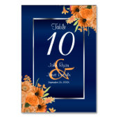 Fleurs orange sur bleu marine - Carte table (Dos)