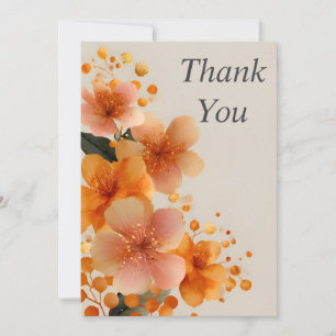Fleurs orange sur Carte de remerciements beige