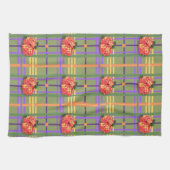 Fleurs orange sur la mousse Green Plaid Serviettes (Horizontal)