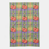 Fleurs orange sur la mousse Green Plaid Serviettes (Vertical)