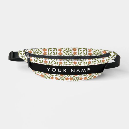 Fleurs oranges, motif floral, Boho, Votre Nom (Recto)