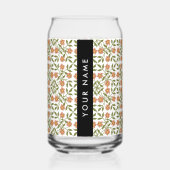 Fleurs oranges, motif floral, Boho, votre nom (Recto)