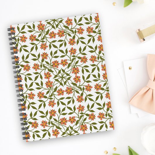 Fleurs oranges, motif floral, verdure, Boho