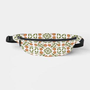 Fleurs oranges, motif floral, verdure, Boho