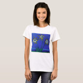Fleurs originales Peinture T-shirt basique, Blanc (Devant entier)