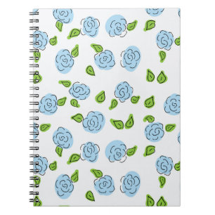 Fleurs ouvertes bleu clair sur Carnet spiral blanc