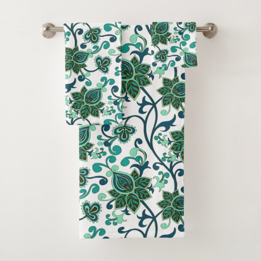 Fleurs Paisley Vertes Et Sarcelle (En situation)