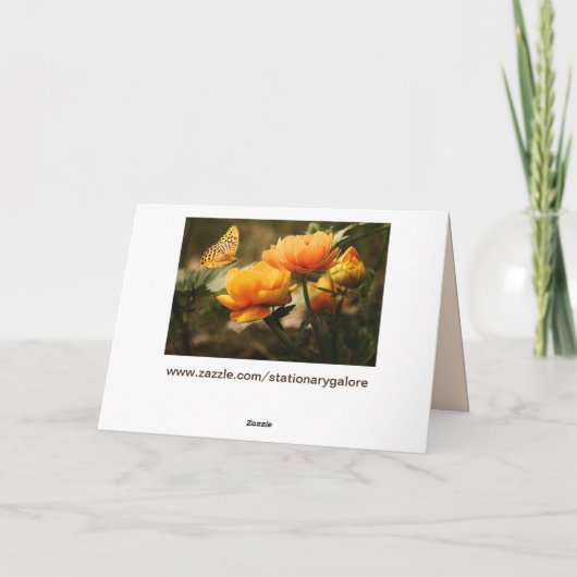 fleurs papillon carte de voeux (Dos)