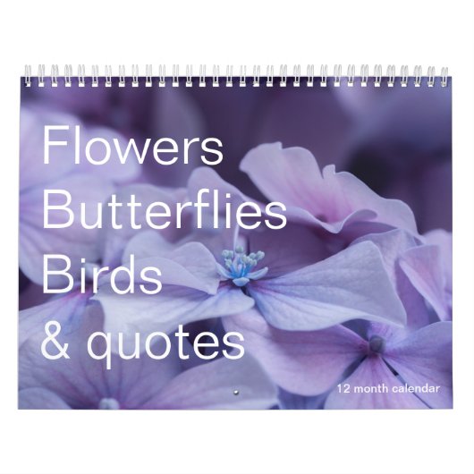 Fleurs, papillons et oiseaux Calendrier 12 mois (Protection)