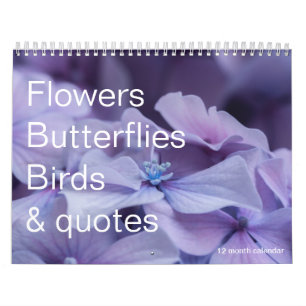 Fleurs, papillons et oiseaux Calendrier 12 mois