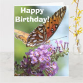 Fleurs papillons Grande carte de voeux Anniversair (Fleur jaune)