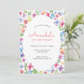 Fleurs papillons Invitation Anniversaire (Debout devant)