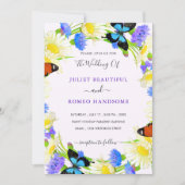 Fleurs Papillons Modèle d'invitation de mariage (Devant)