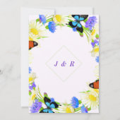 Fleurs Papillons Modèle d'invitation de mariage (Dos)