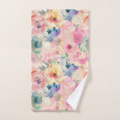Fleurs Pastel Abstraites colorées Motif Floral (Serviette à main)