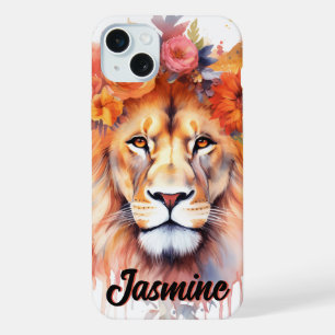 Fleurs pastel de lion Safari Aquarelle Savannah Ch