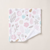Fleurs Pastel et Motif de Foliage (Gant de toilette)